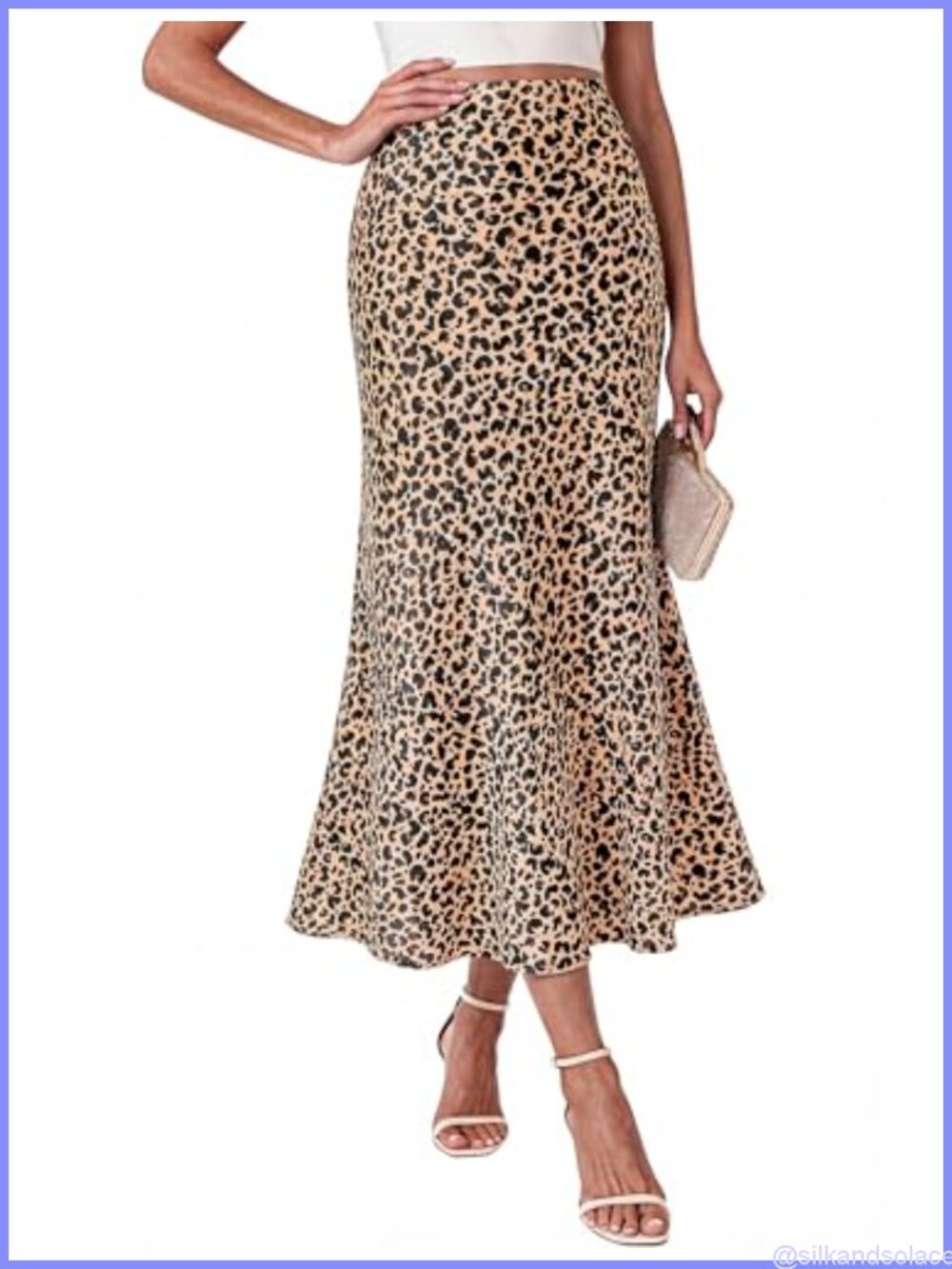 Silk Midi Skirt High Waisted A-Line Satin Long Skirt for Women